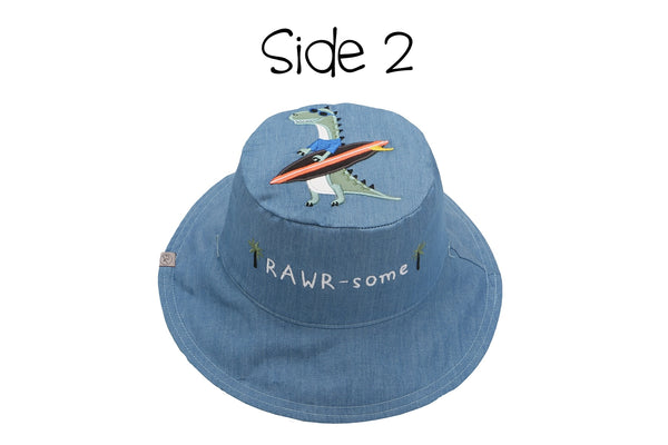 Kids UPF50+ Sun Hat - Dino/Surfer