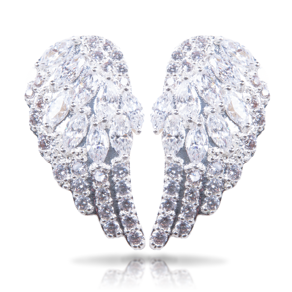 Ice Blu Angel Wings Earrings - Silver