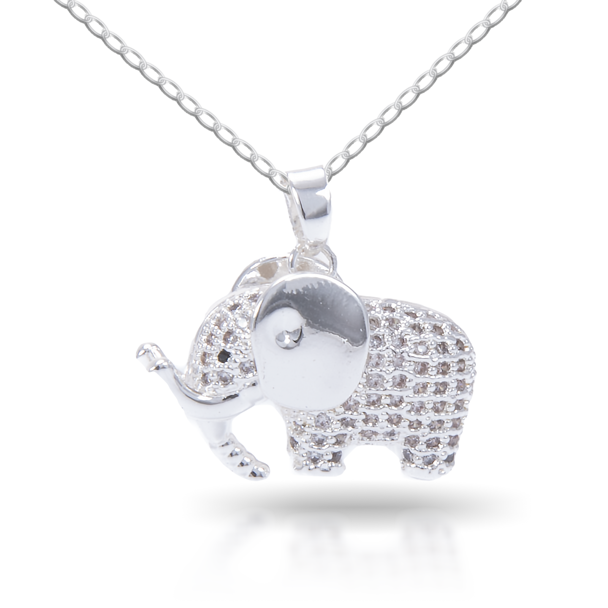 Ice Blu Elephant Necklace - Silver