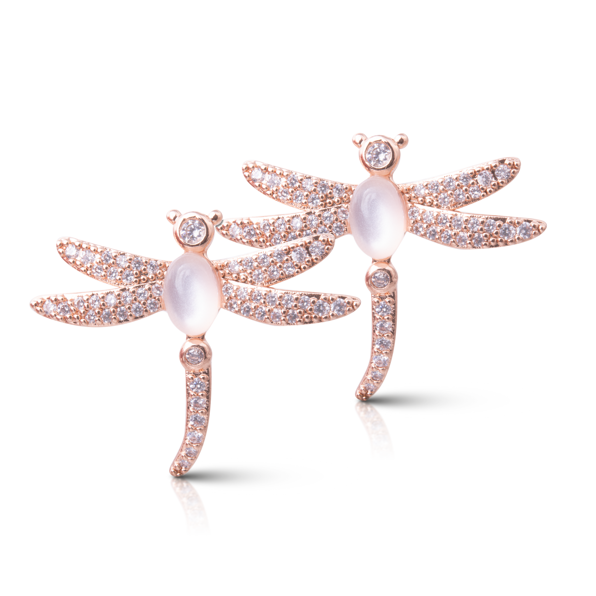 Ice Blu Dragonfly Earrings - Rosegold