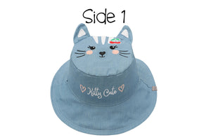 Kids UPF50+ Sun Hat - Cat/Cherry