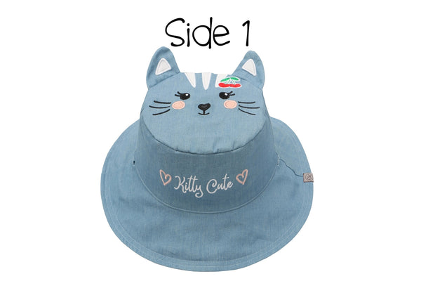 Kids UPF50+ Sun Hat - Cat/Cherry