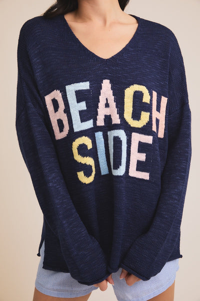 V NECK LONG SLEEVE "BEACH SIDE" LIGHT WEIGHT SWEATER