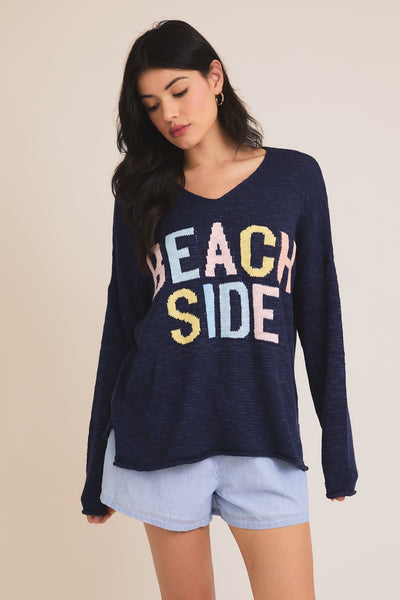 V NECK LONG SLEEVE "BEACH SIDE" LIGHT WEIGHT SWEATER
