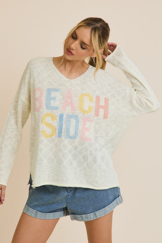 V NECK LONG SLEEVE "BEACH SIDE" LIGHT WEIGHT SWEATER