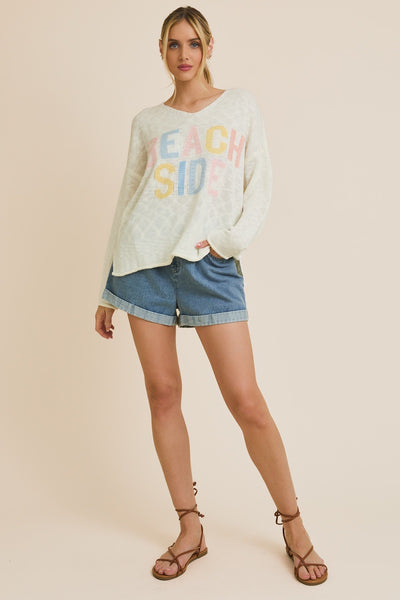 V NECK LONG SLEEVE "BEACH SIDE" LIGHT WEIGHT SWEATER