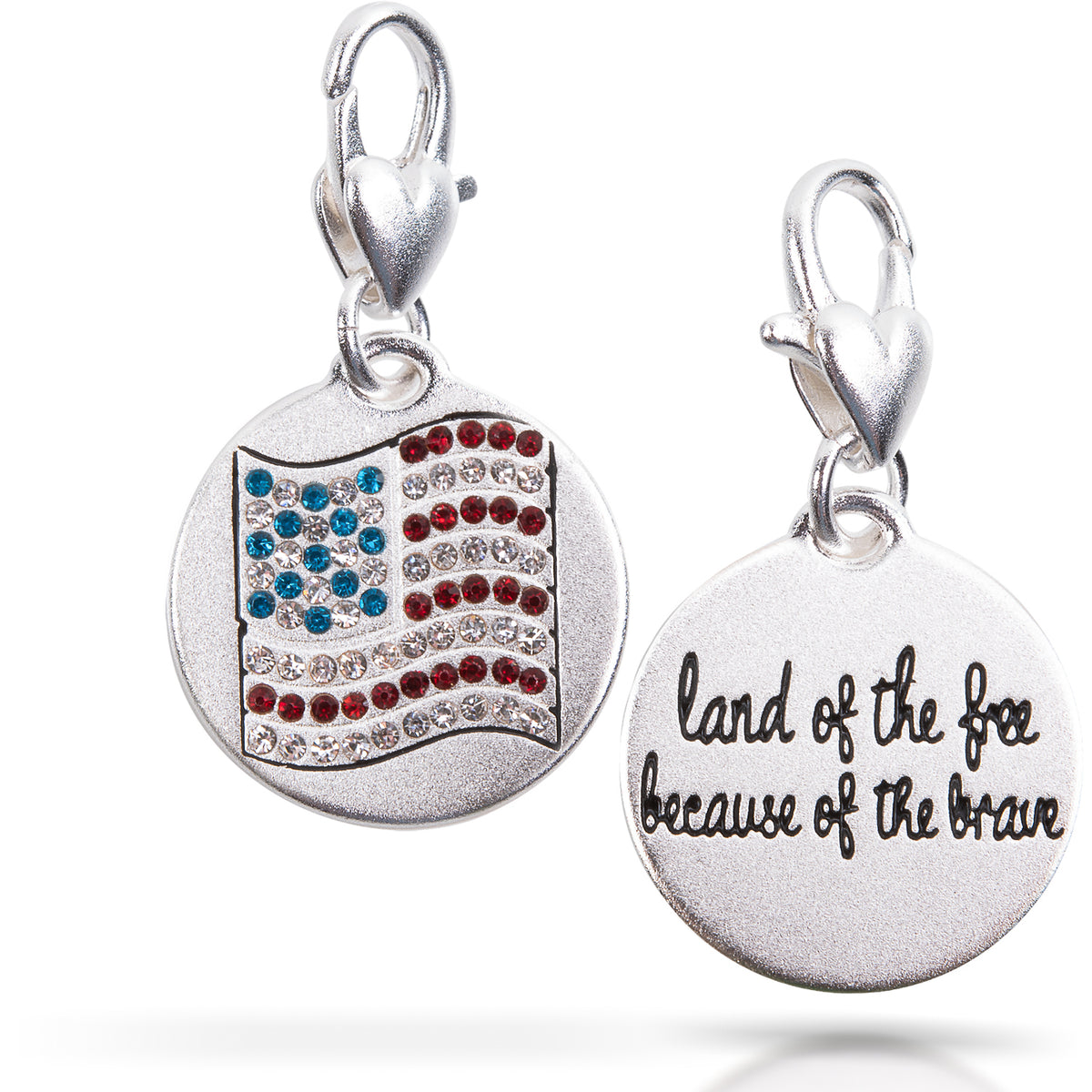 Heartfelt Emotions Silver 1Tone Medallion Crystal Flag Greenport's