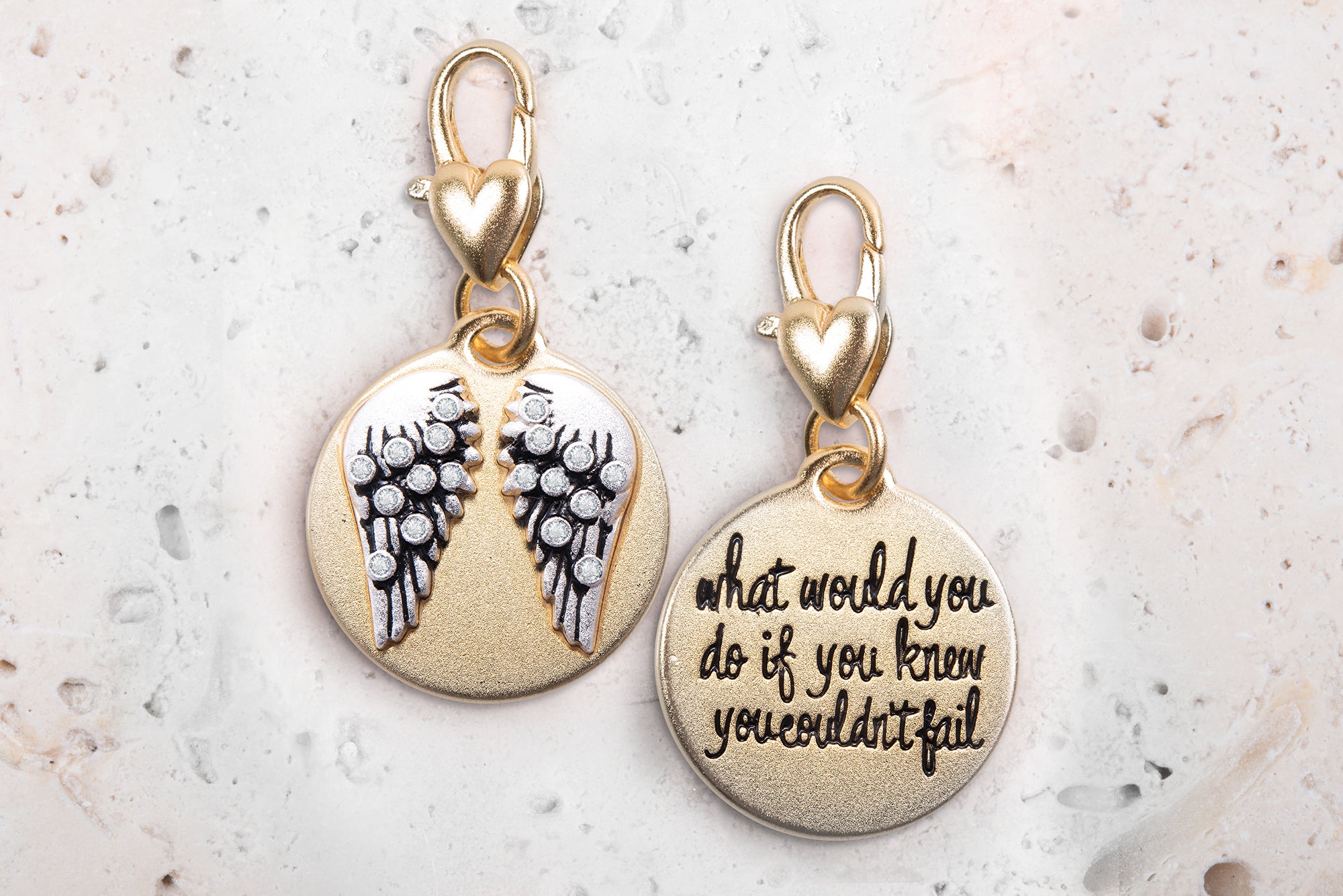 Heartfelt Emotions Gold 2-Tone Medallion - Crystal Wings