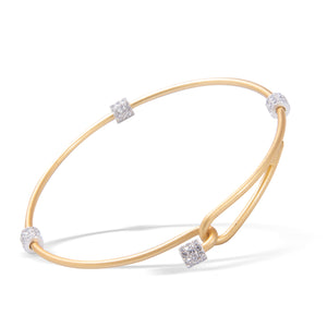 Heartfelt Emotions Crystal Two-Tone Clasp Bangle - Gold with Silver