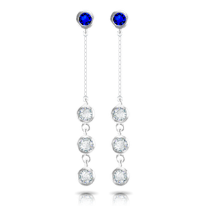 Ice Blu Opal Stud with 3 Drop Earrings - Silver