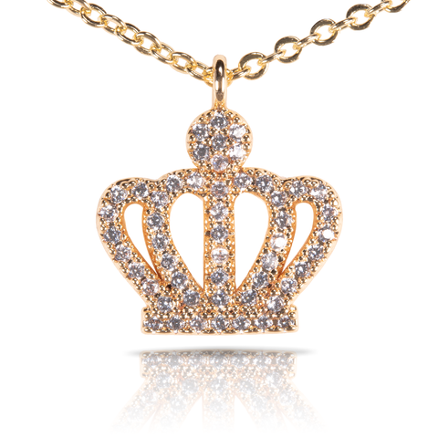 Ice Blu Crown Necklace - Gold