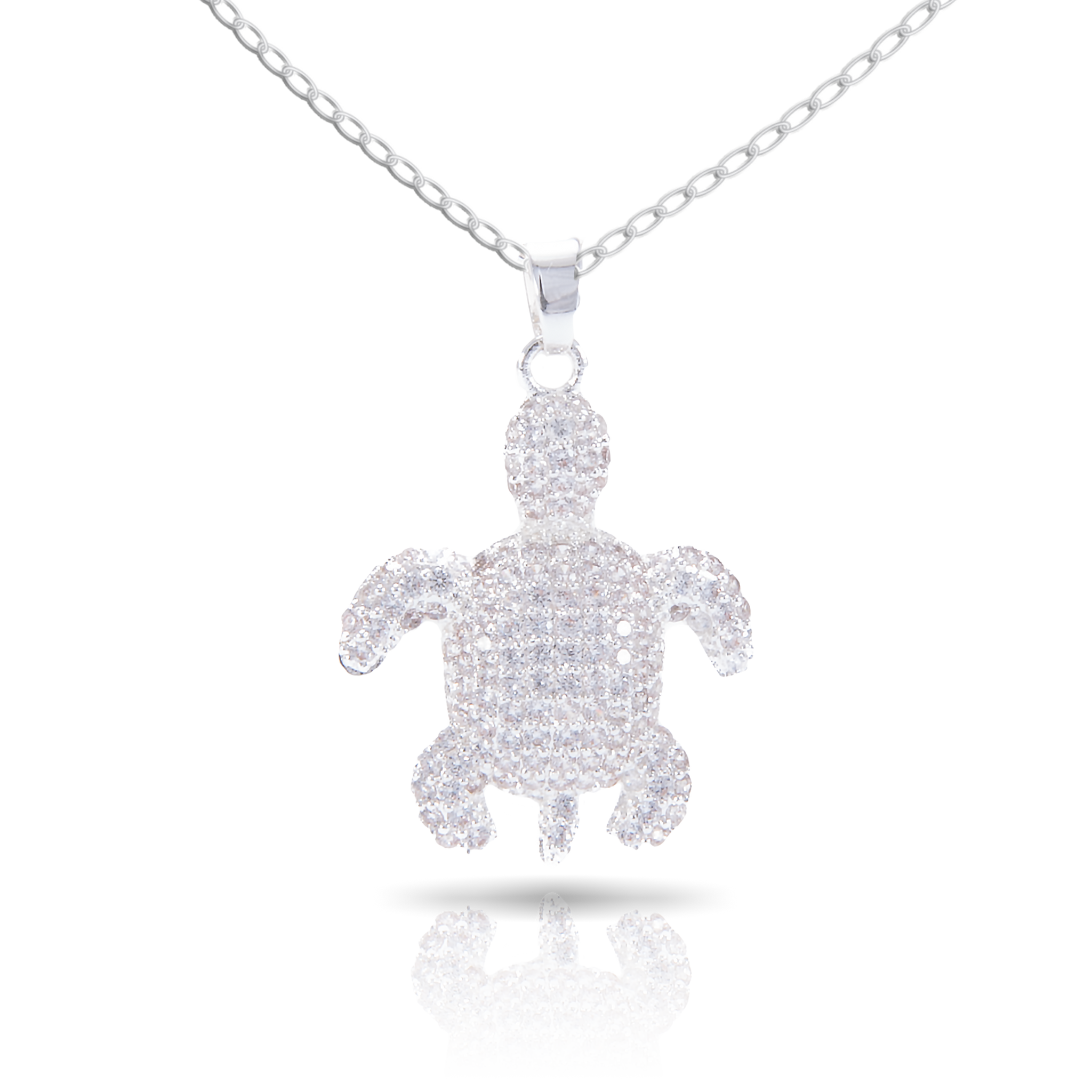 Ice Blu Turtle Necklace - Silver