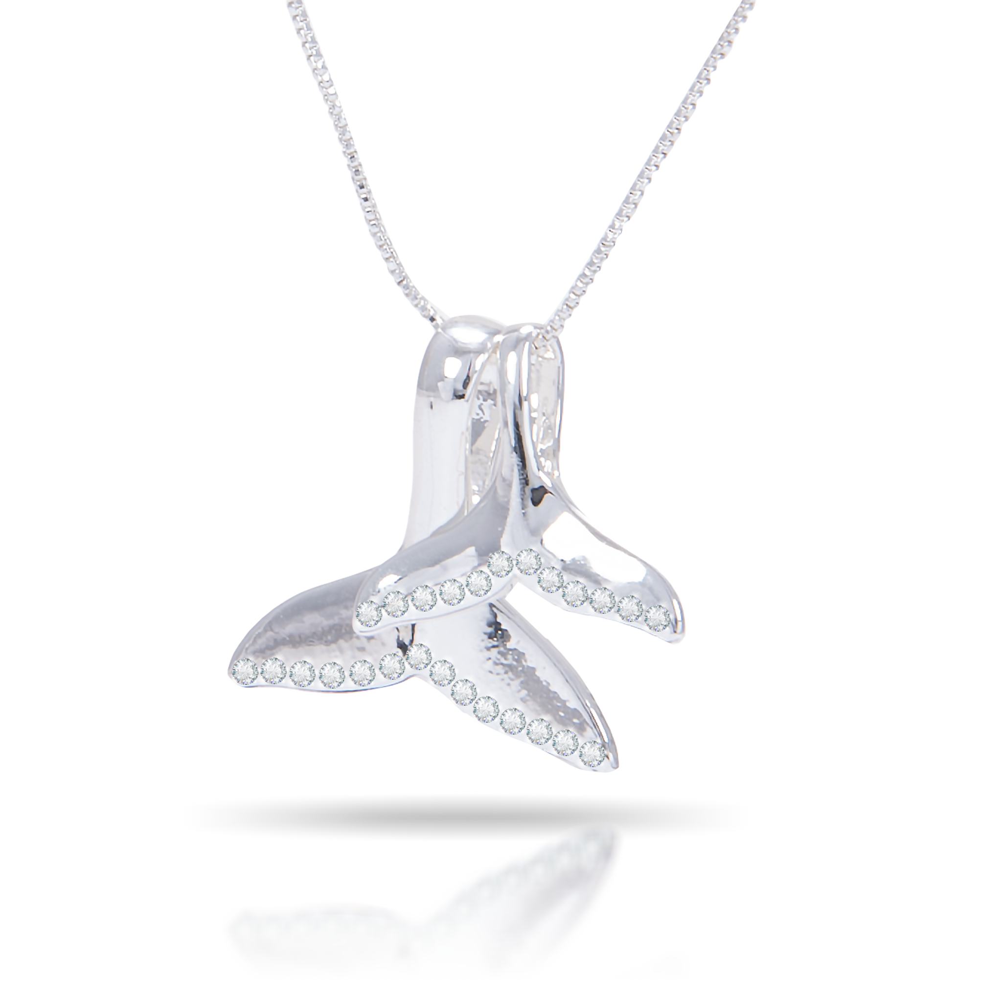 Ice Blu Whale Tail Necklace - Silver