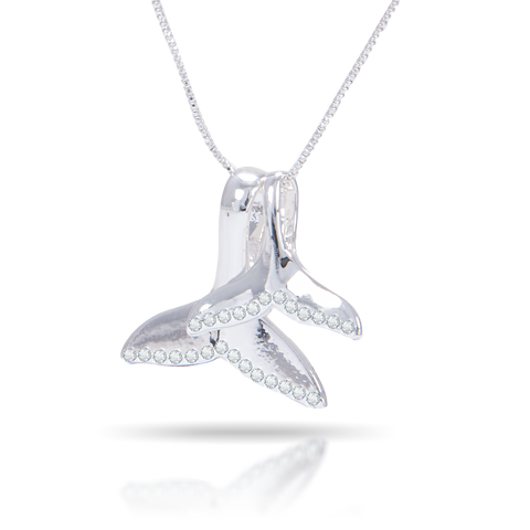 Ice Blu Whale Tail Necklace - Silver