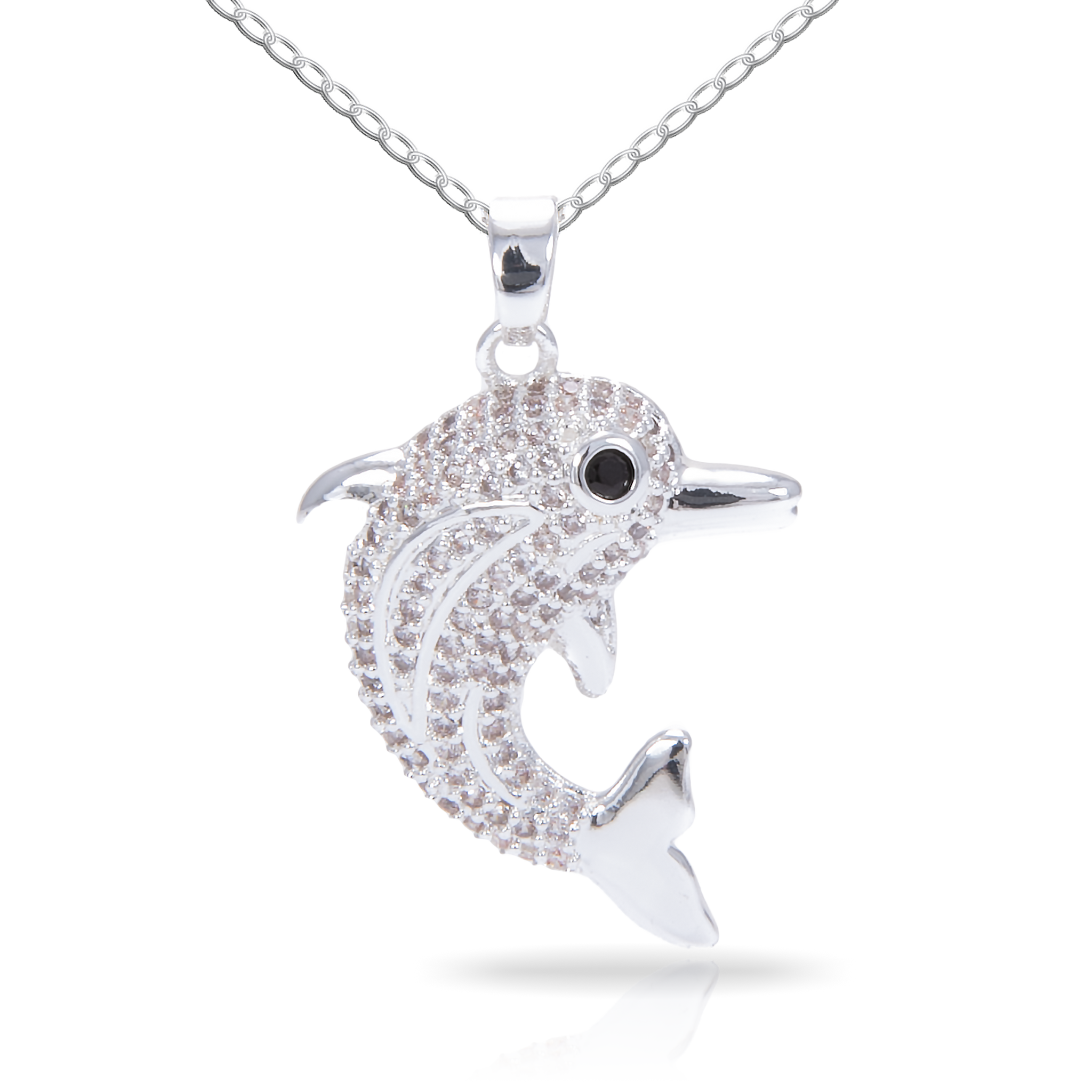 Ice Blu Dolphin Necklace - Silver