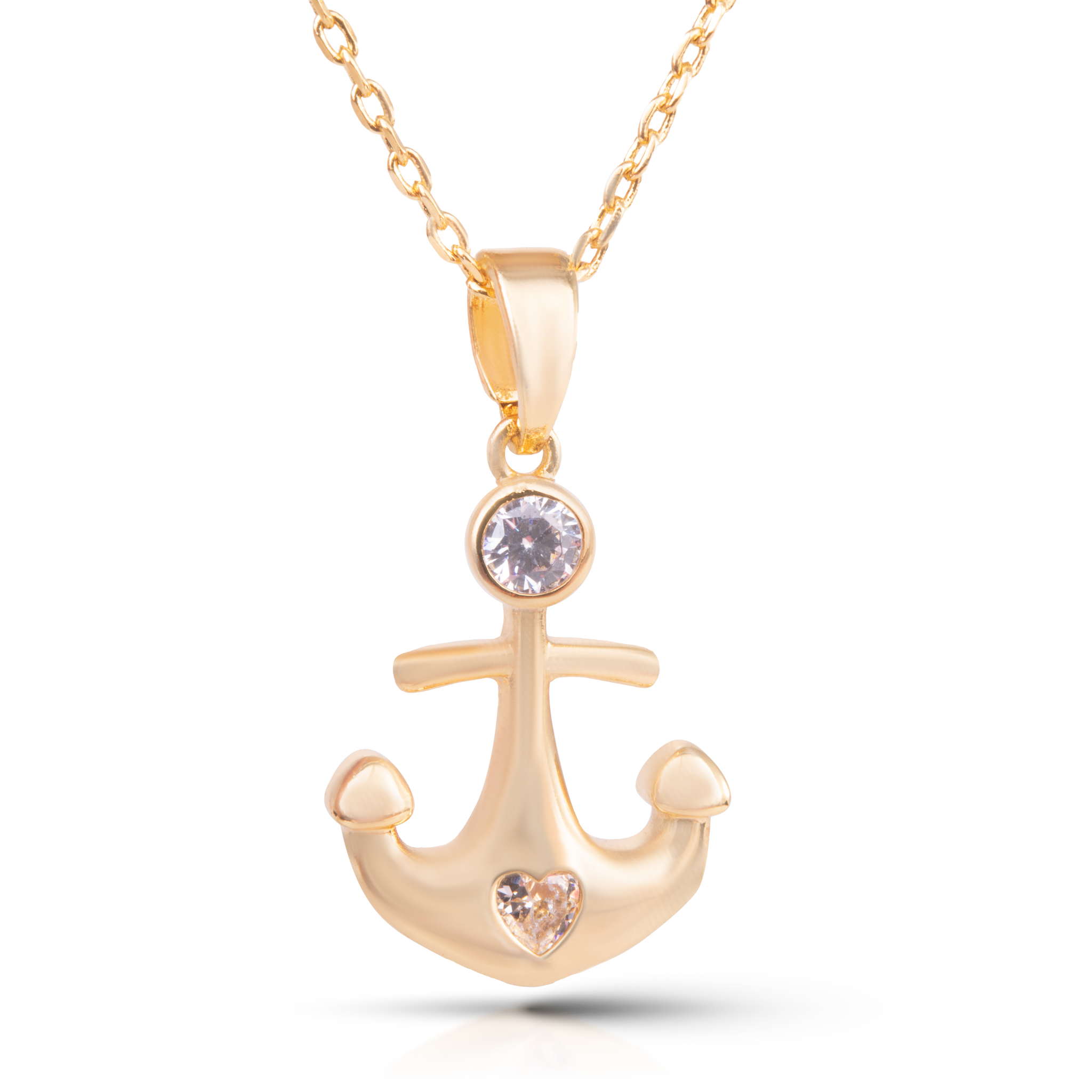 Ice Blu Anchor with Heart Necklace - Gold