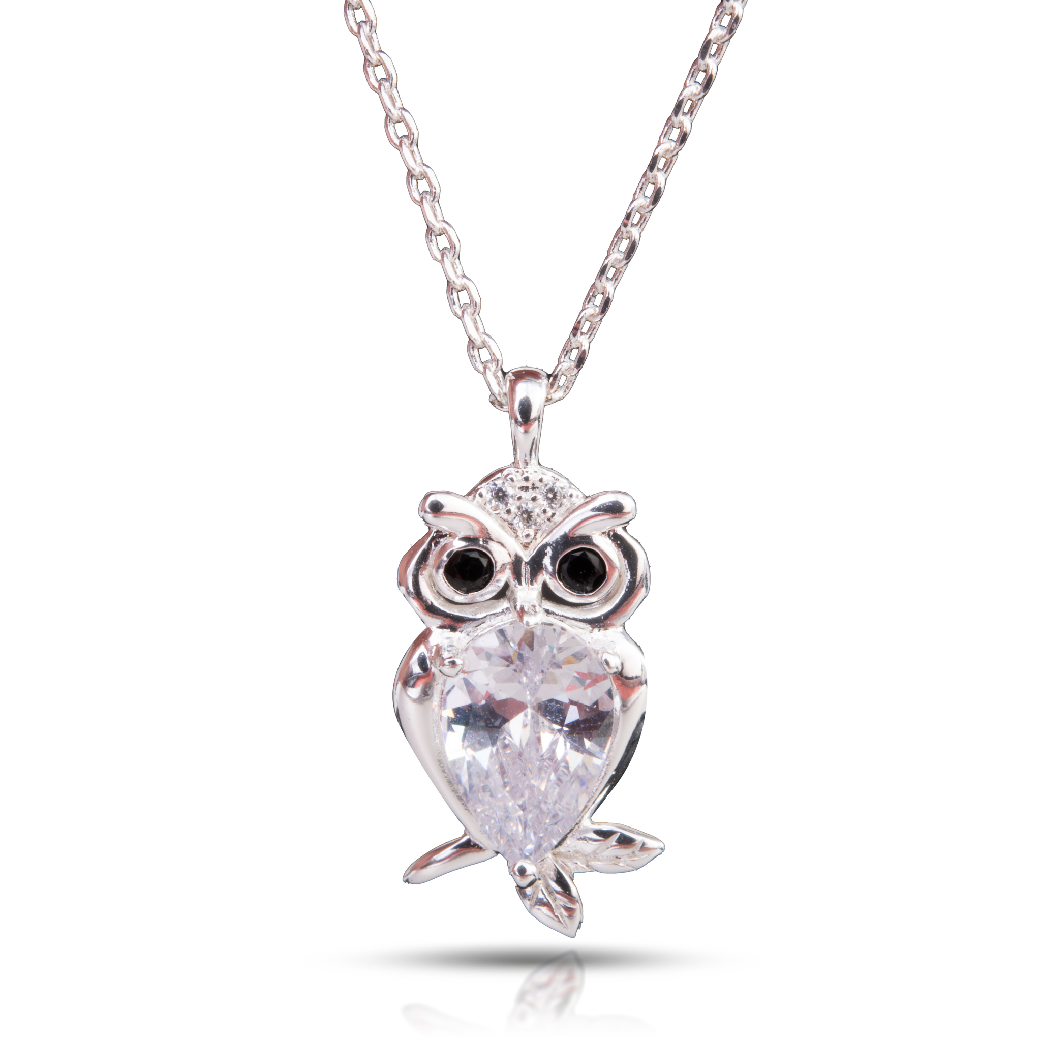 Ice Blu Owl Necklace - Silver