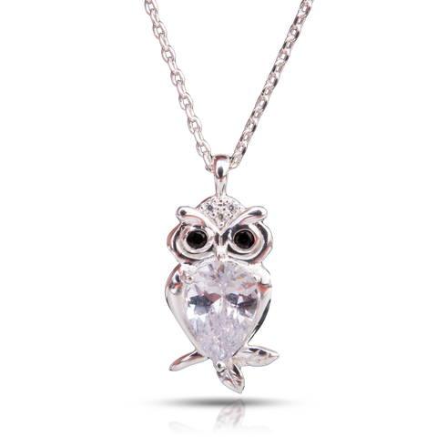 Ice Blu Owl Necklace - Silver