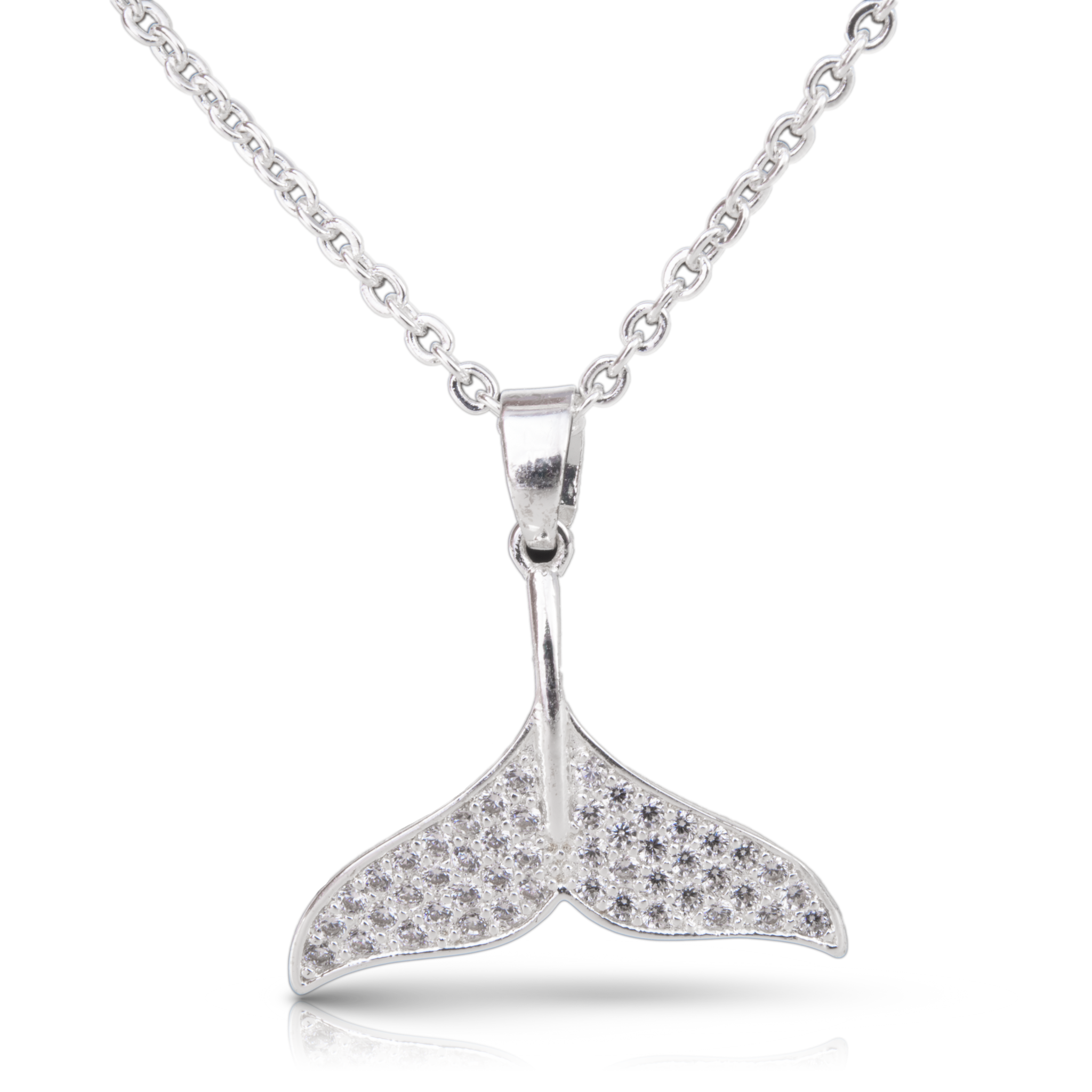 Ice Blu Whale Tail Necklace - Silver