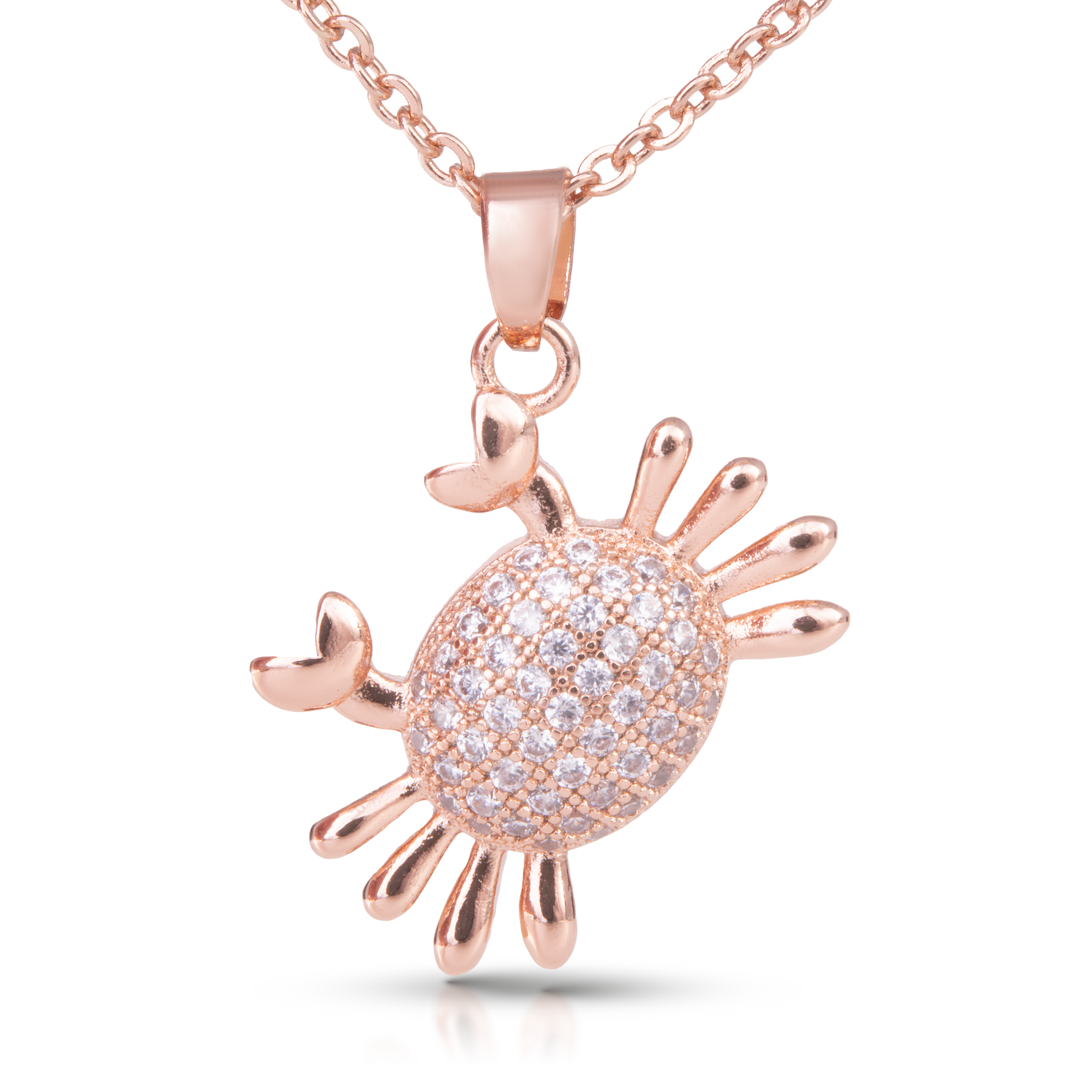 Ice Blu Crab Necklace - Rosegold