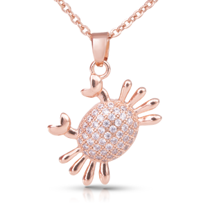 Ice Blu Crab Necklace - Rosegold