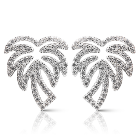 Ice Blu Palm Tree Earrings - Silver