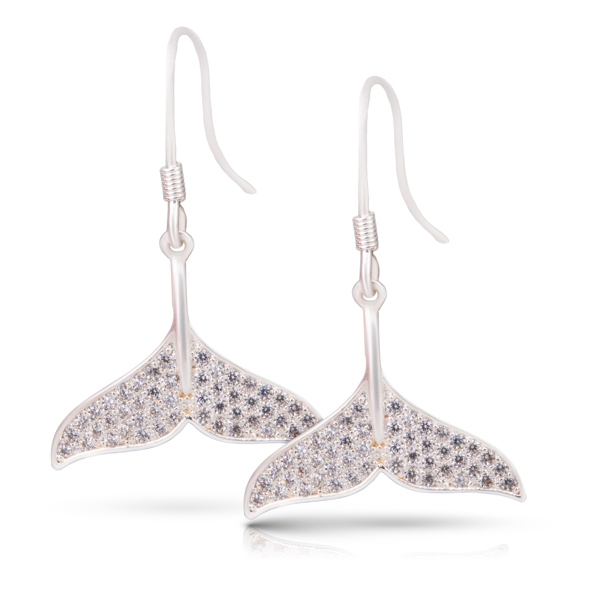 Ice Blu Silver Whale Tail Earrings - Silver